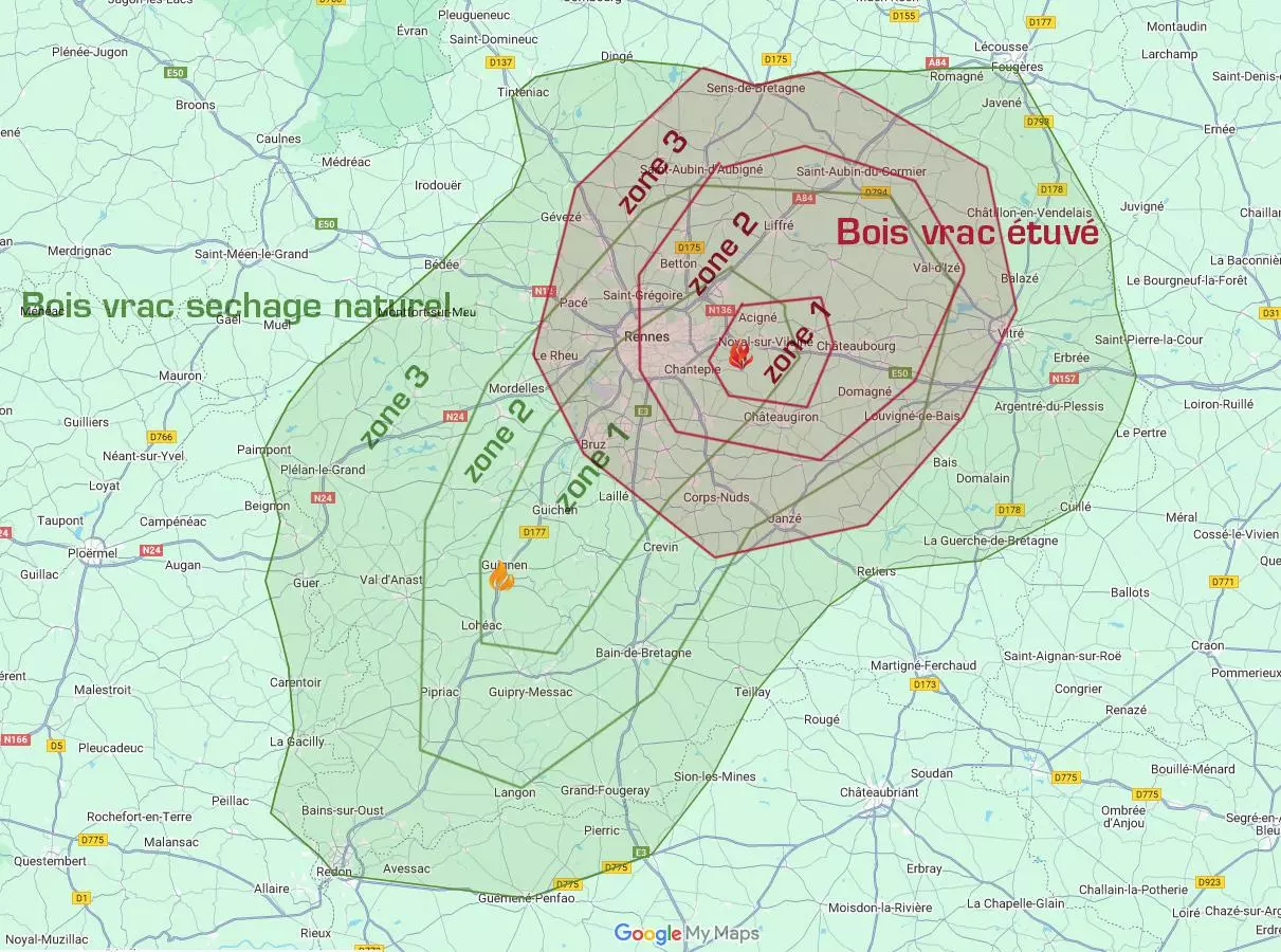 Carte zones Bougeard Bois combustible Carte zones Bougeard Bois combustible